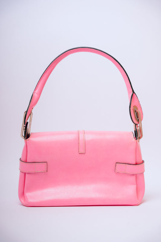 Y2K Pink with Magnetic Clasp & Silver Hardware Leather Purse