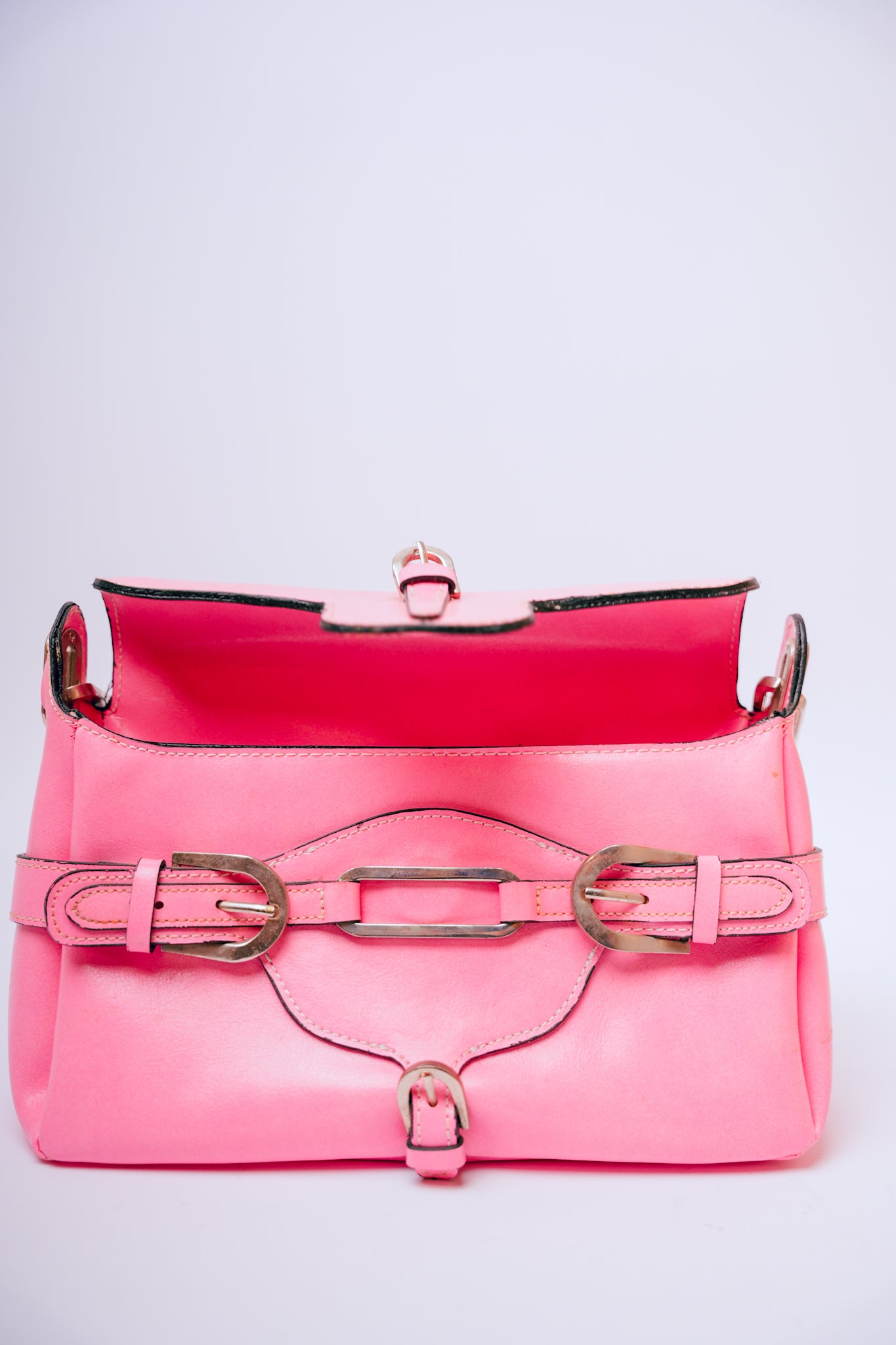 Y2K Pink with Magnetic Clasp & Silver Hardware Leather Purse