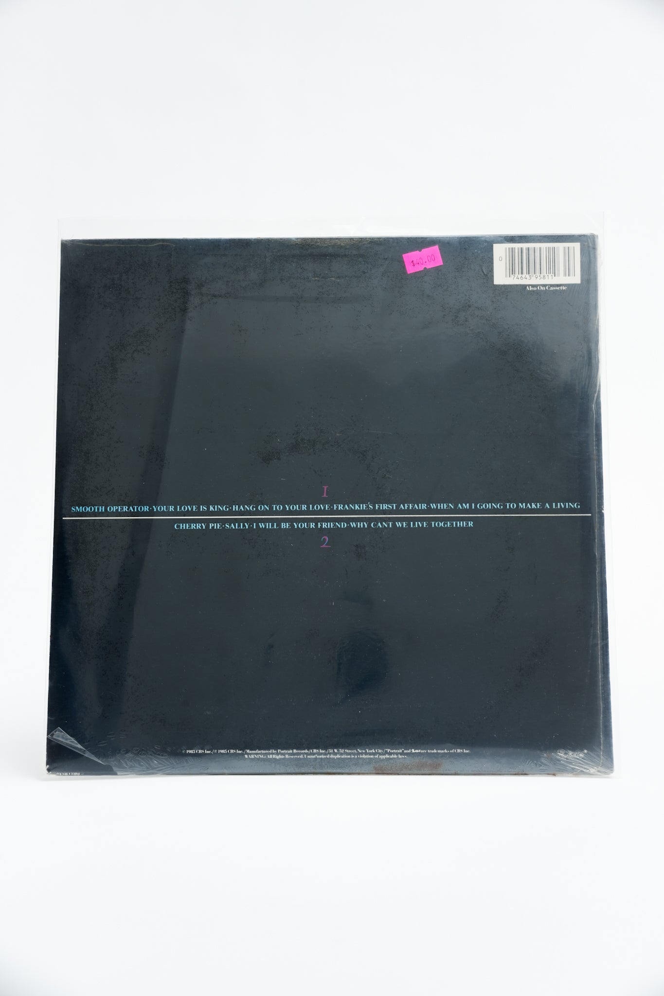 1980s Original Pressing Unopened Sade Diamond Life Record
