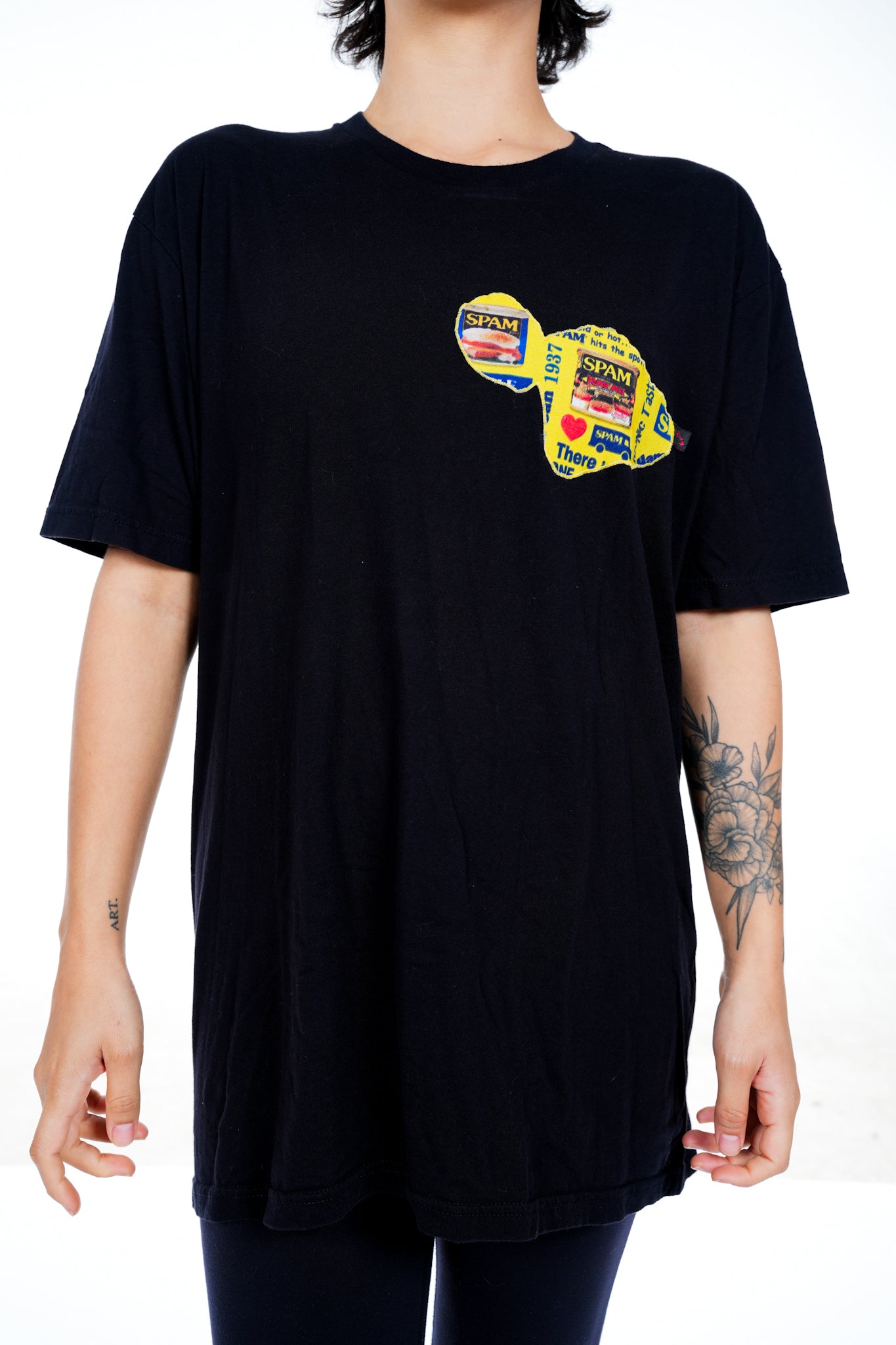 Black with Yellow Spam Maui Island Patch Tee