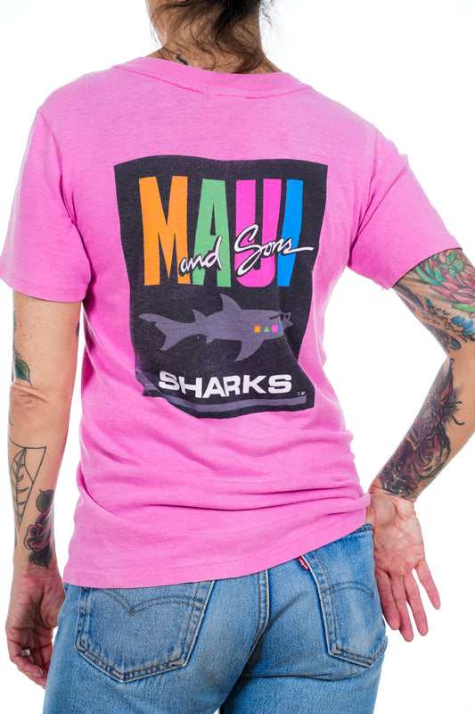1980s Maui and Sons Sharks Purple Tee