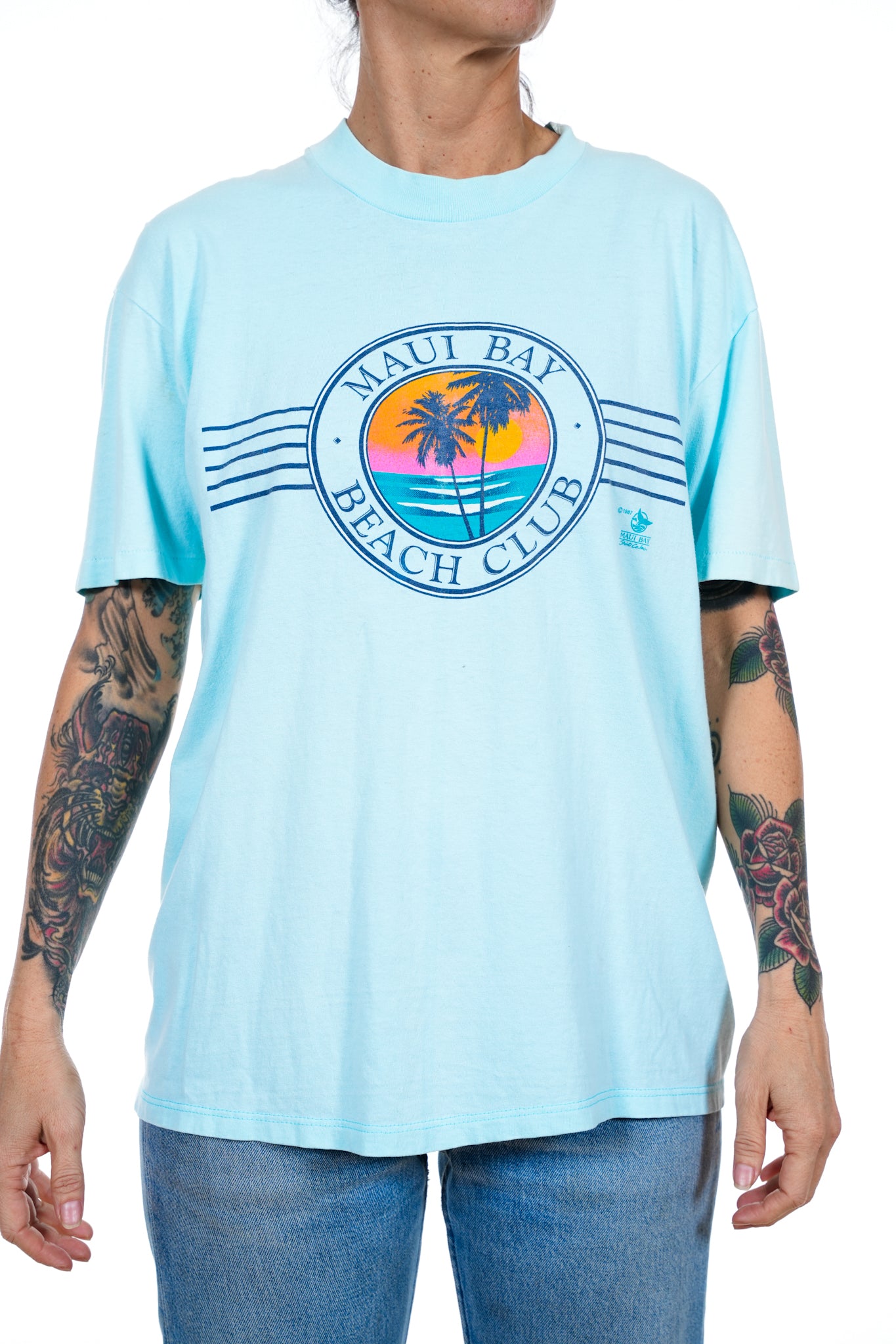 1987 Maui Bay Beach Club Blue Tee