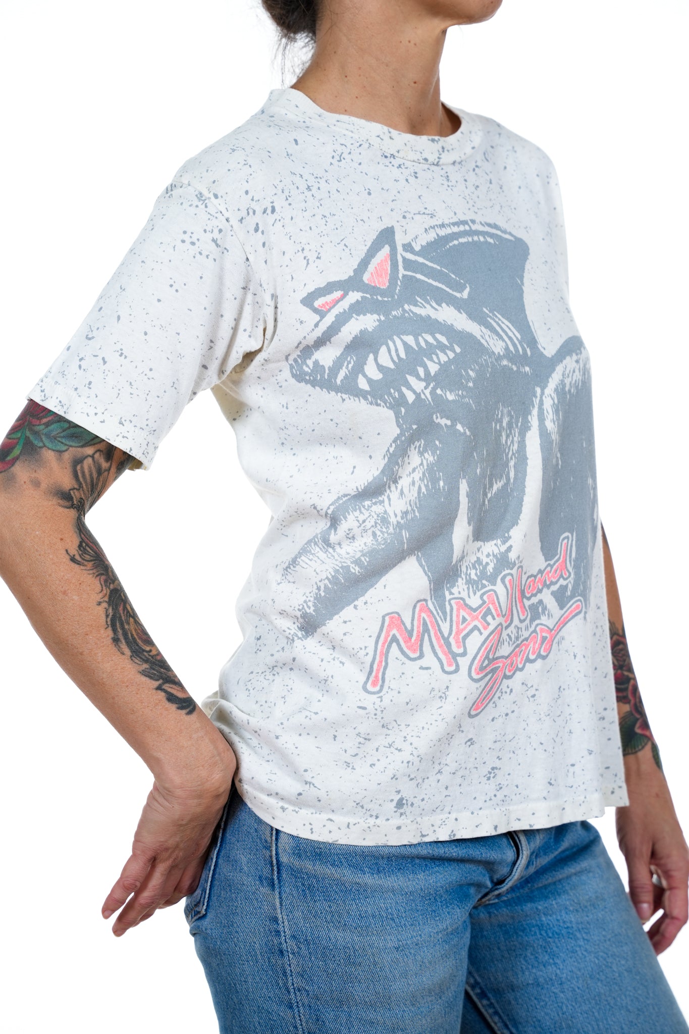 1980s Maui and Sons White Shark Tee