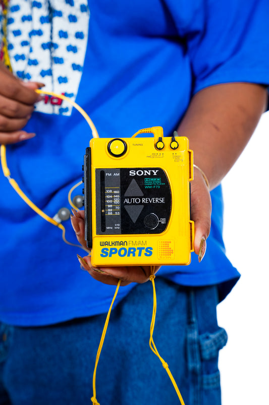 1980s Sony Yellow FM/AM Sports Walkman (Cassette needs belt; Radio works)