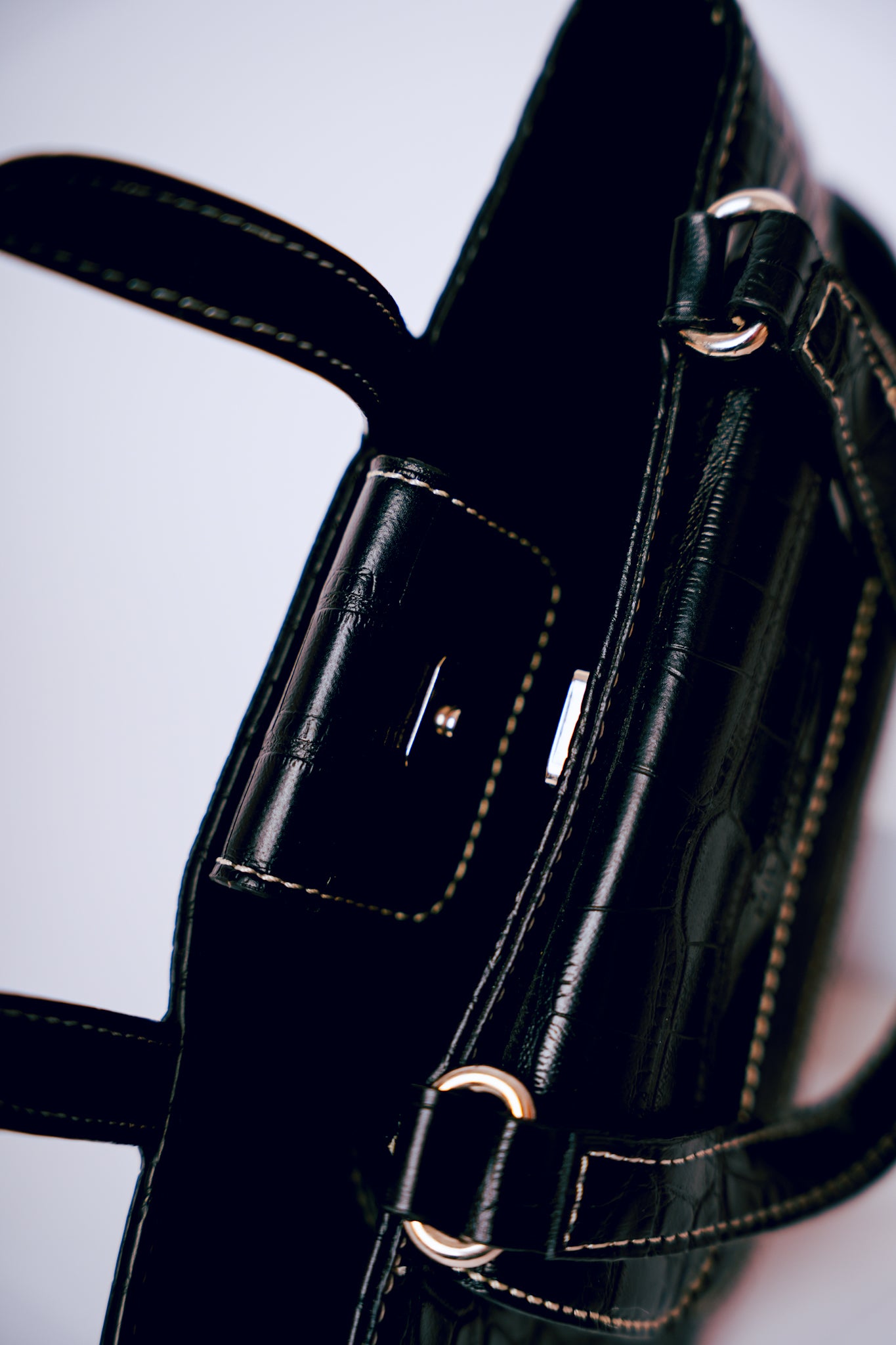 Tommy Hilfiger Black Mini Crocodile Bag
