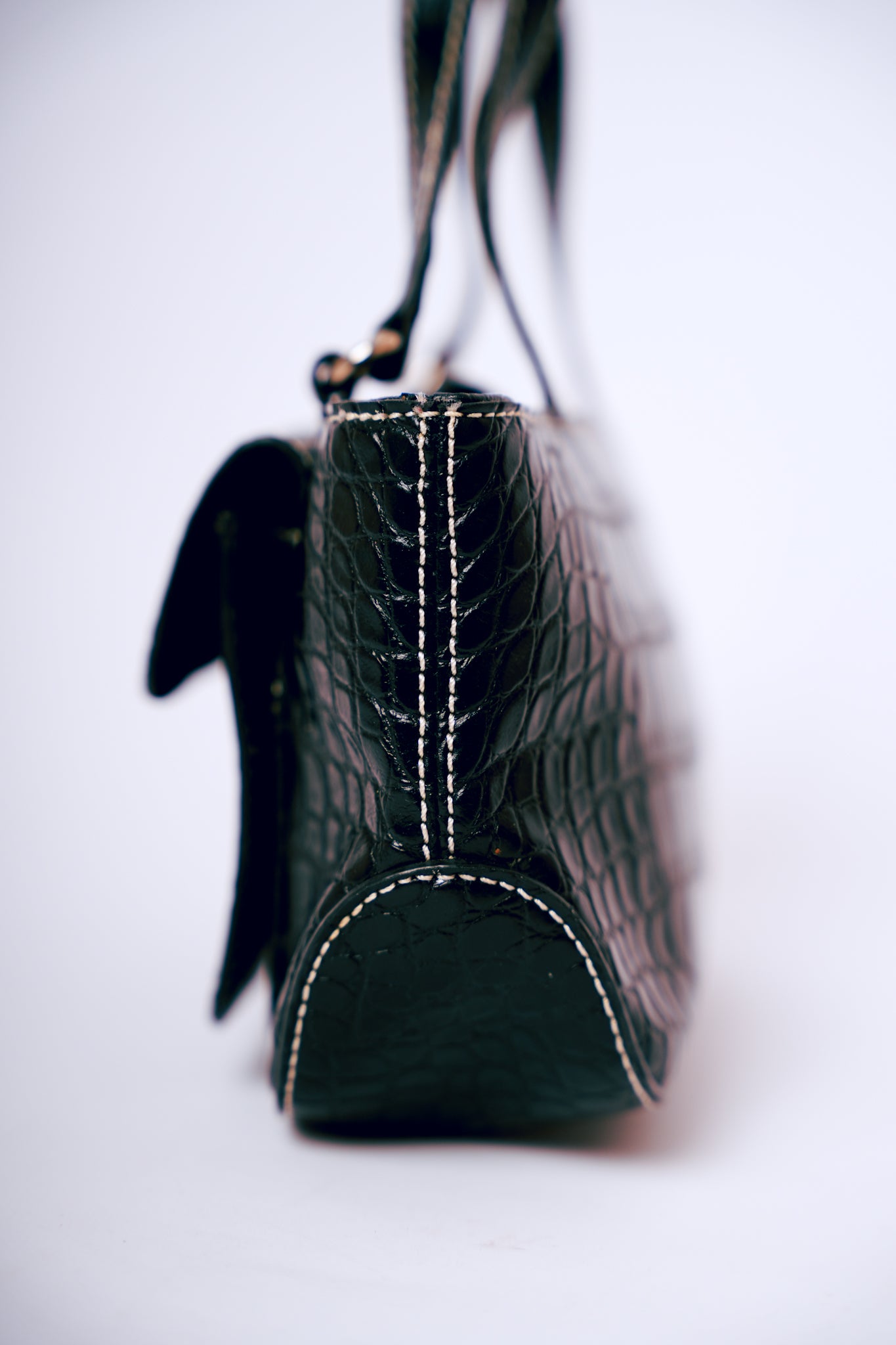 Tommy Hilfiger Black Mini Crocodile Bag