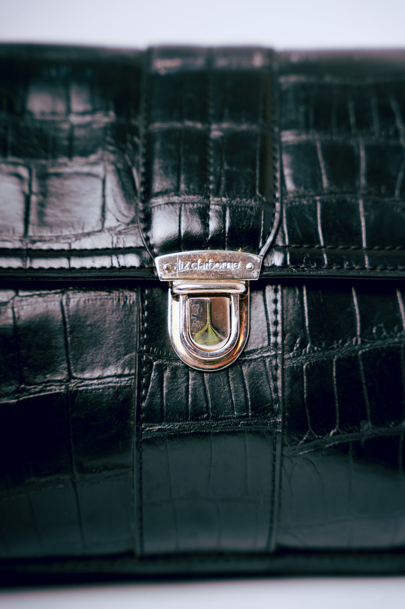 Vintage Liz Claiborne Black Crocodile Leather Purse
