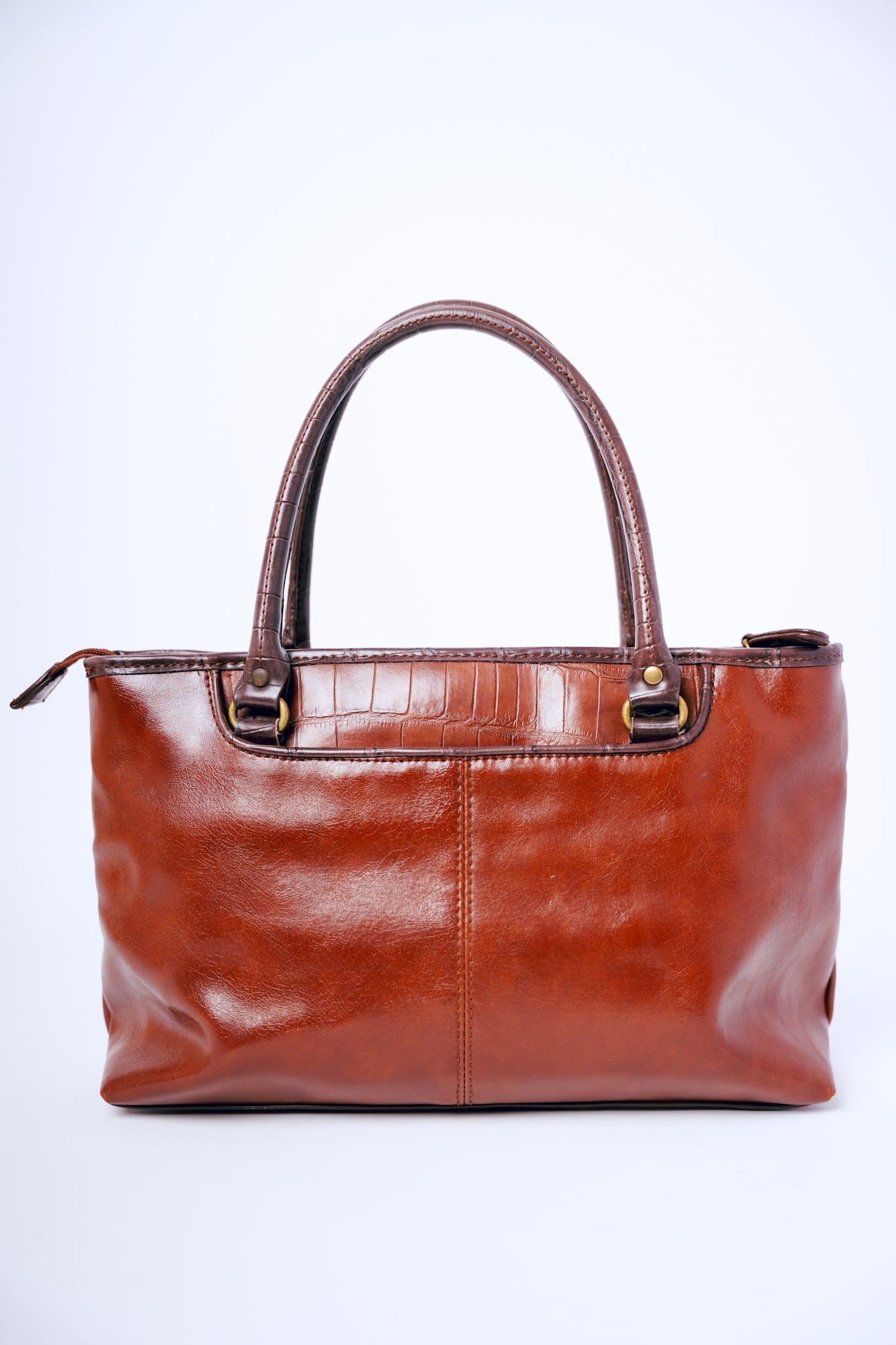 Relic Brown V Patchwork Leather Crocodile Purse