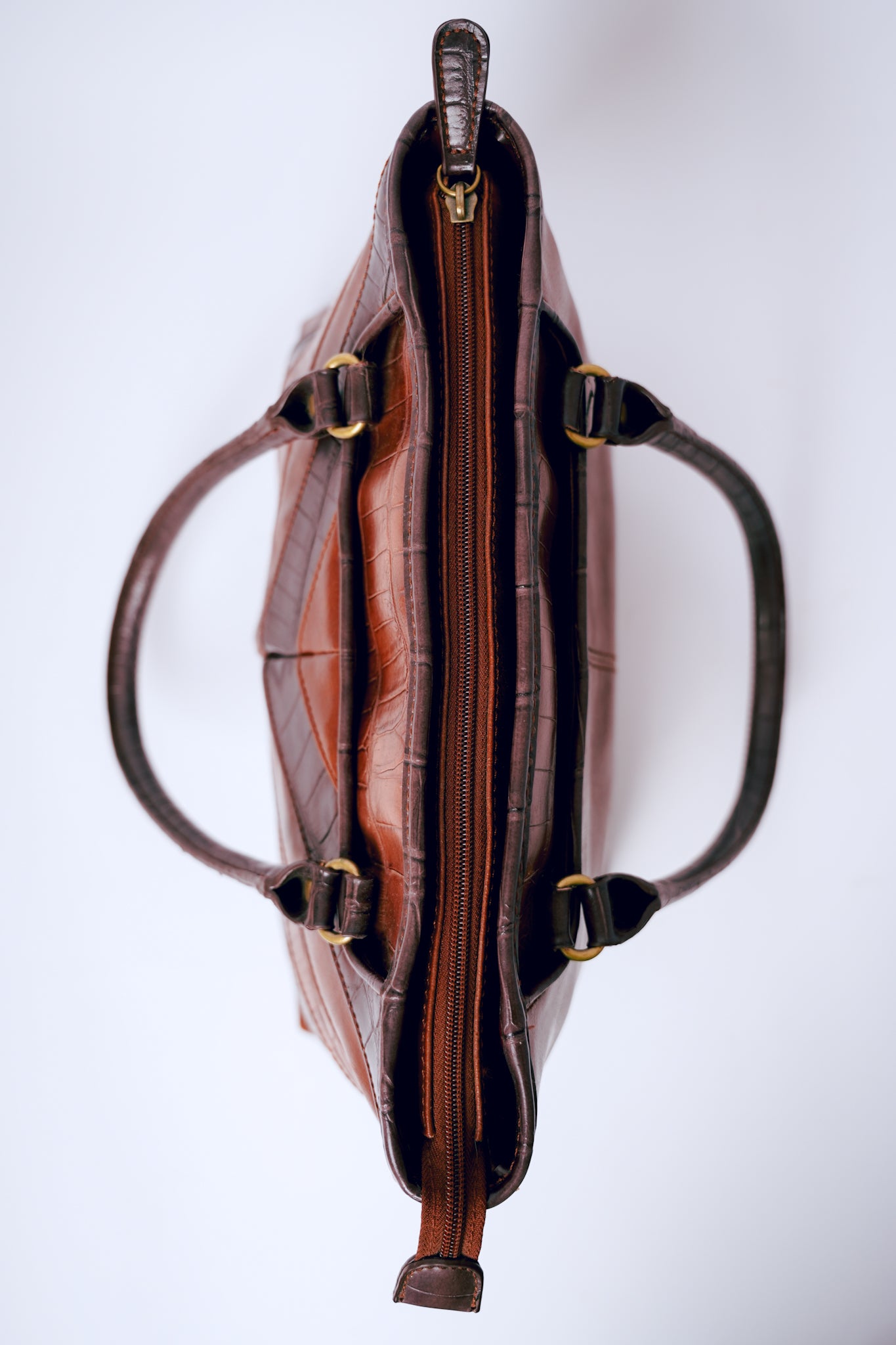 Relic Brown V Patchwork Leather Crocodile Purse