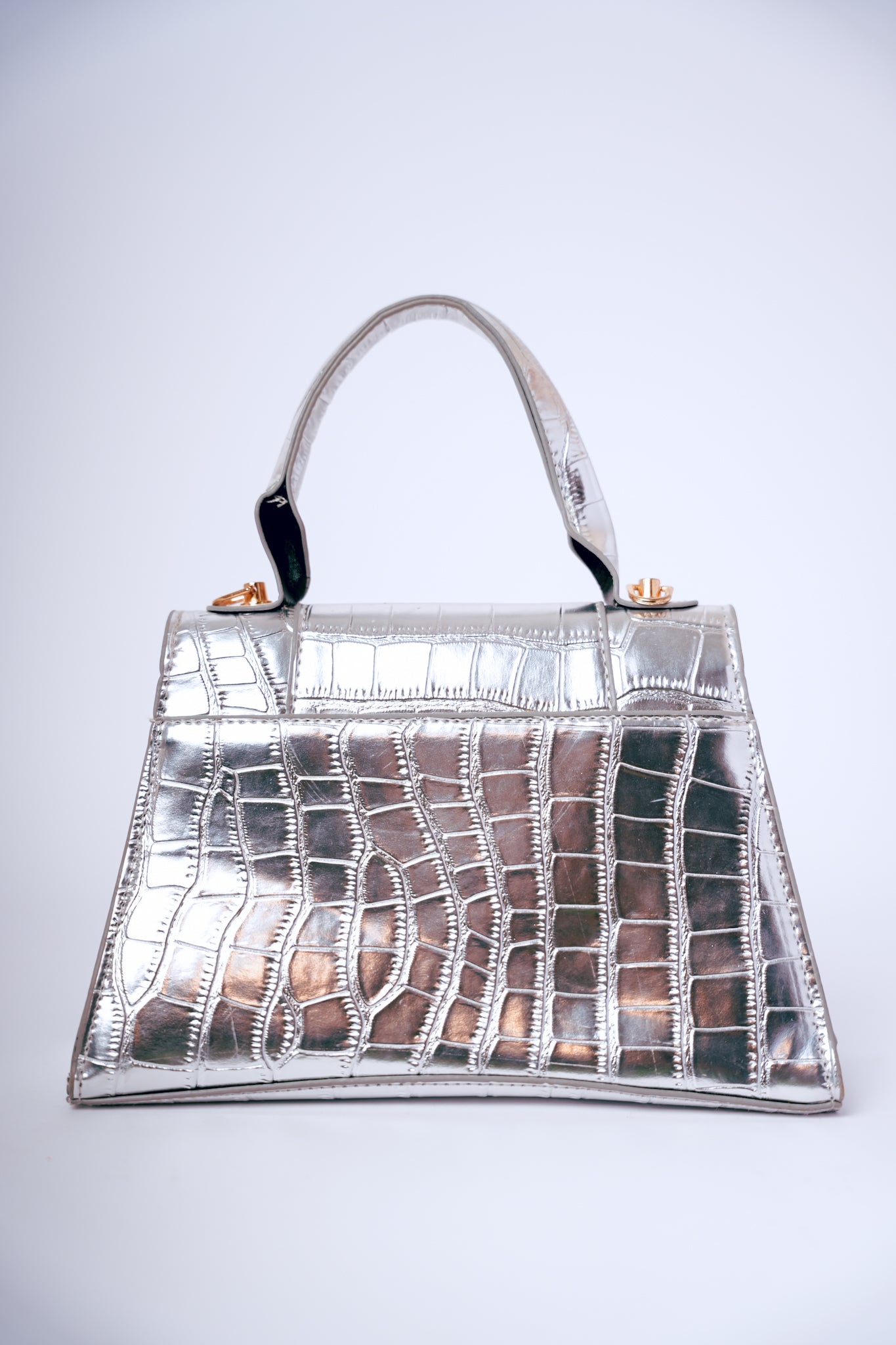Silver Faux Crocodile Handbag