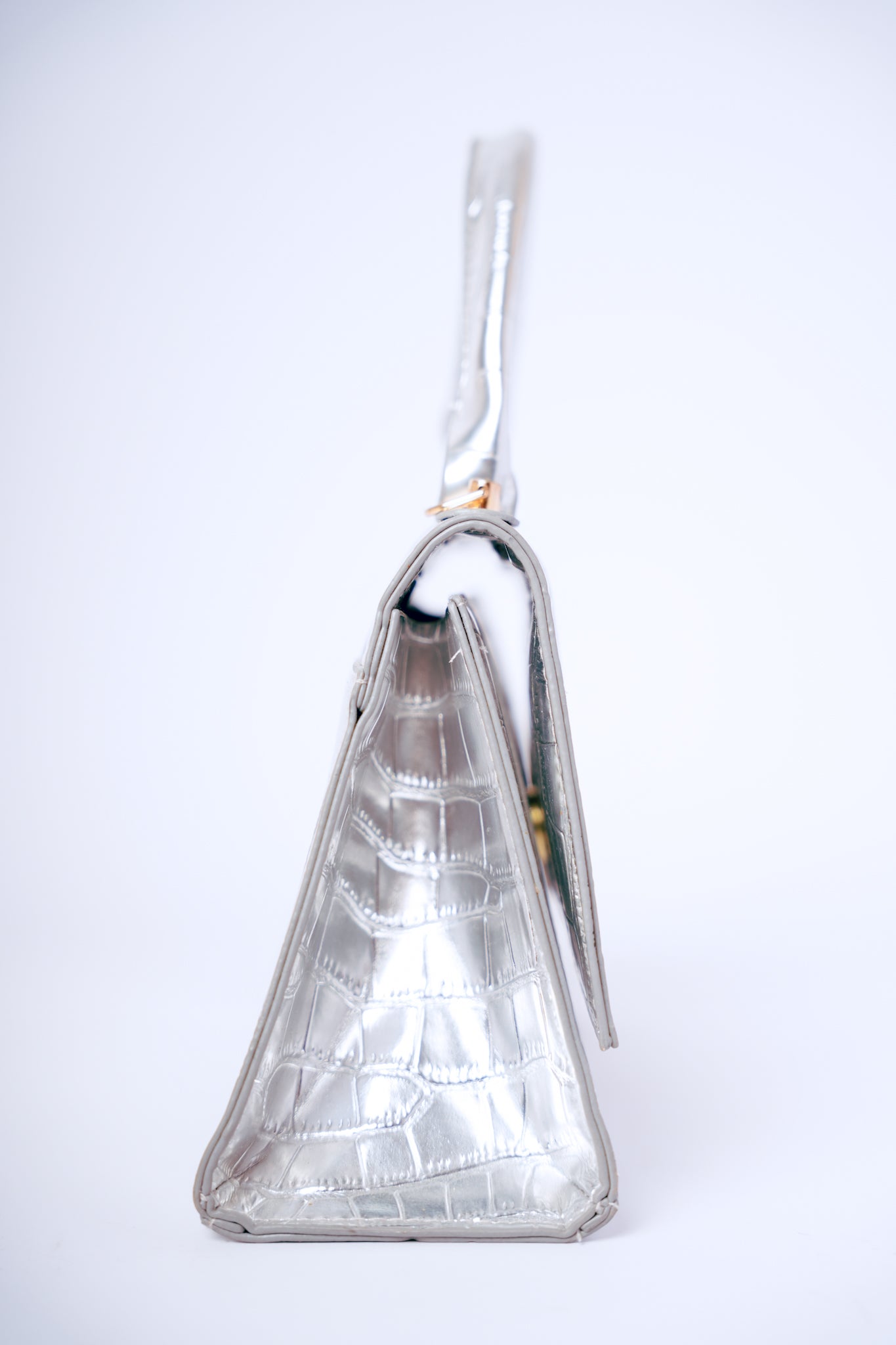 Silver Faux Crocodile Handbag
