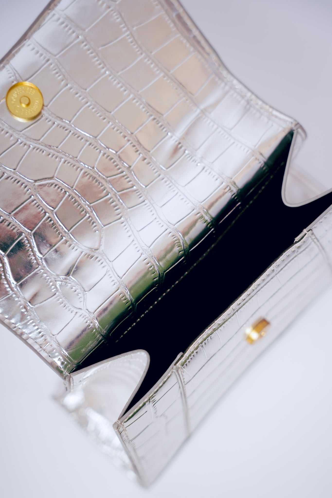 Silver Faux Crocodile Handbag