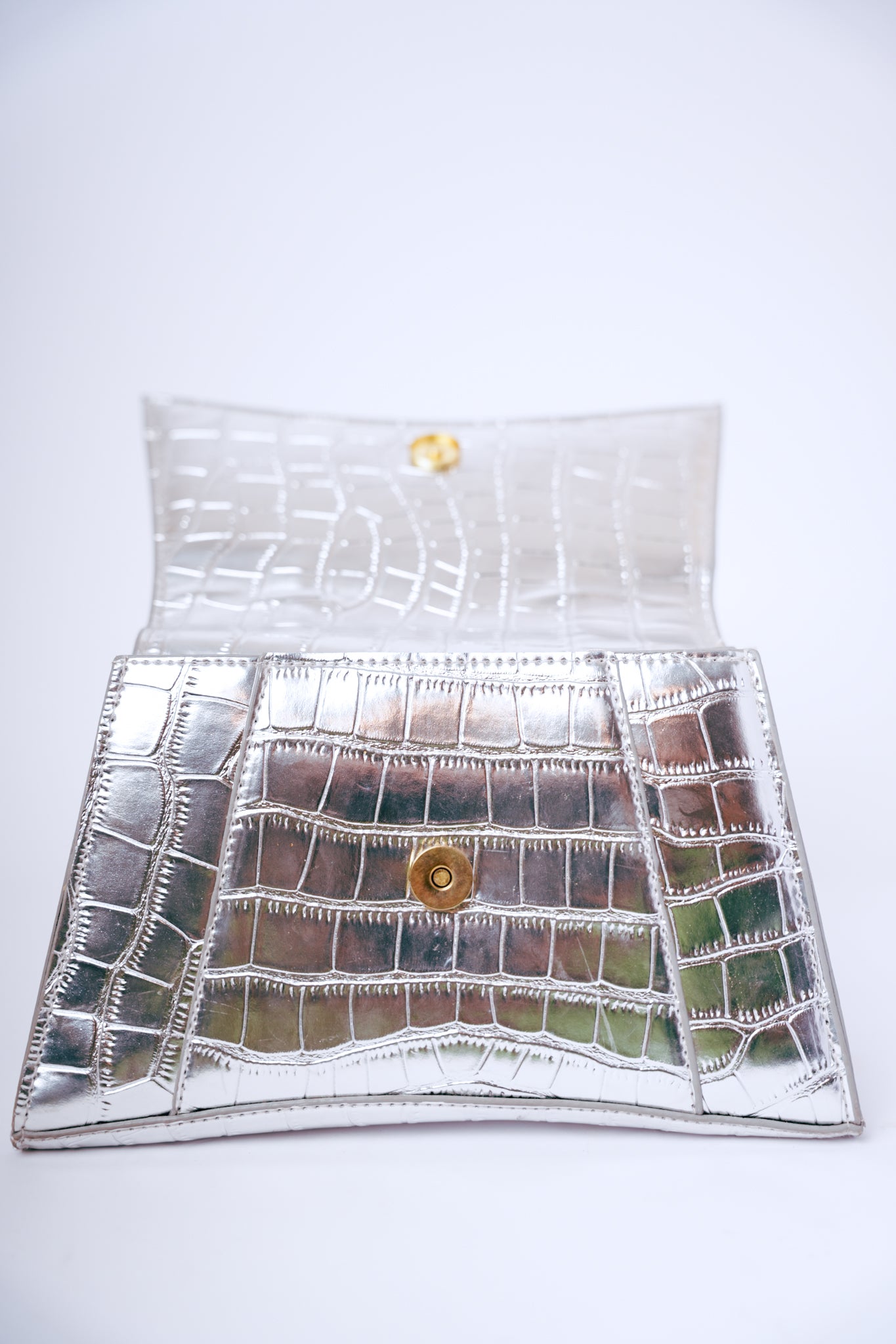 Silver Faux Crocodile Handbag
