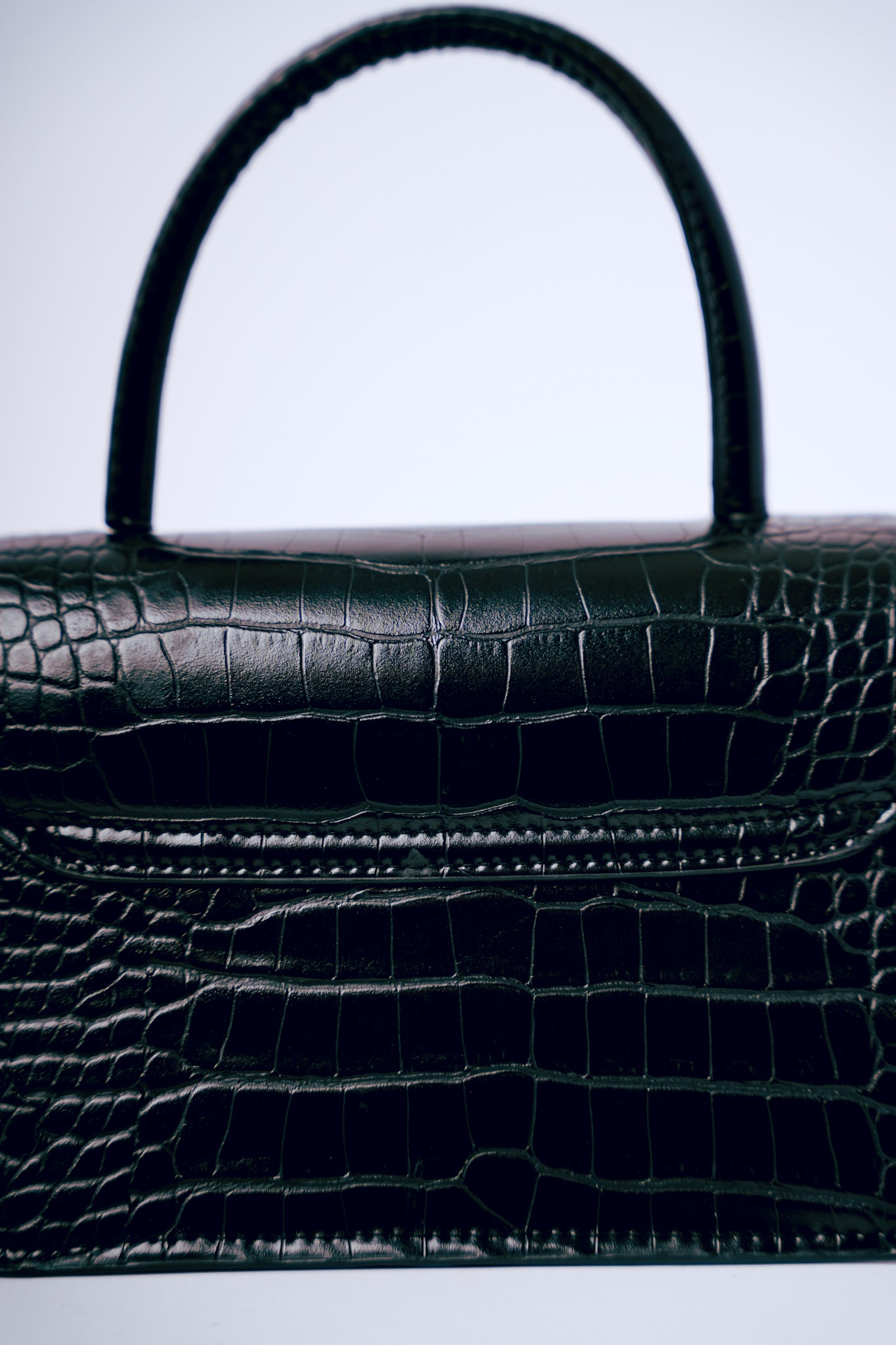 H&M Black Crocodile Faux Leather Mini Handbag