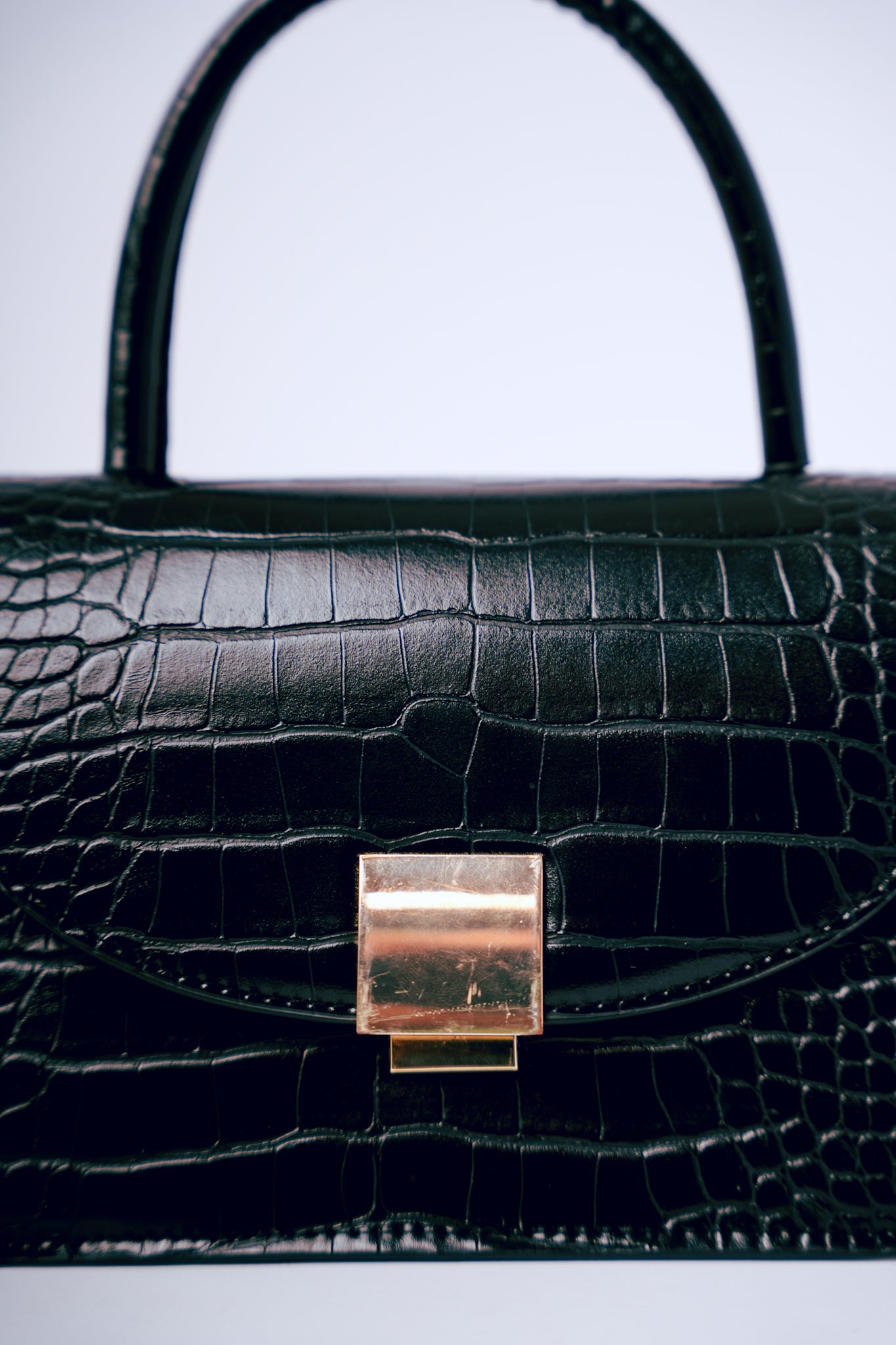 H&M Black Crocodile Faux Leather Mini Handbag