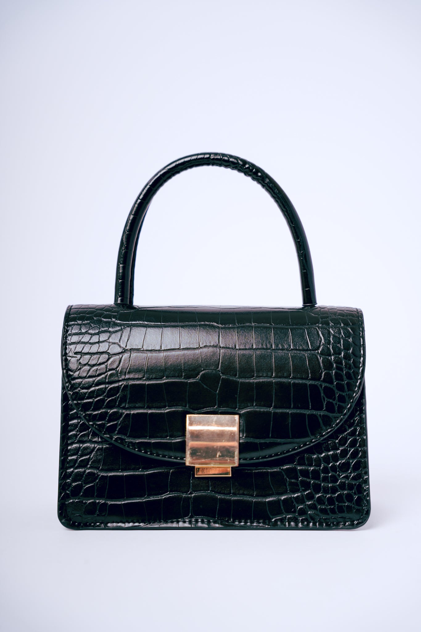 H&M Black Crocodile Faux Leather Mini Handbag