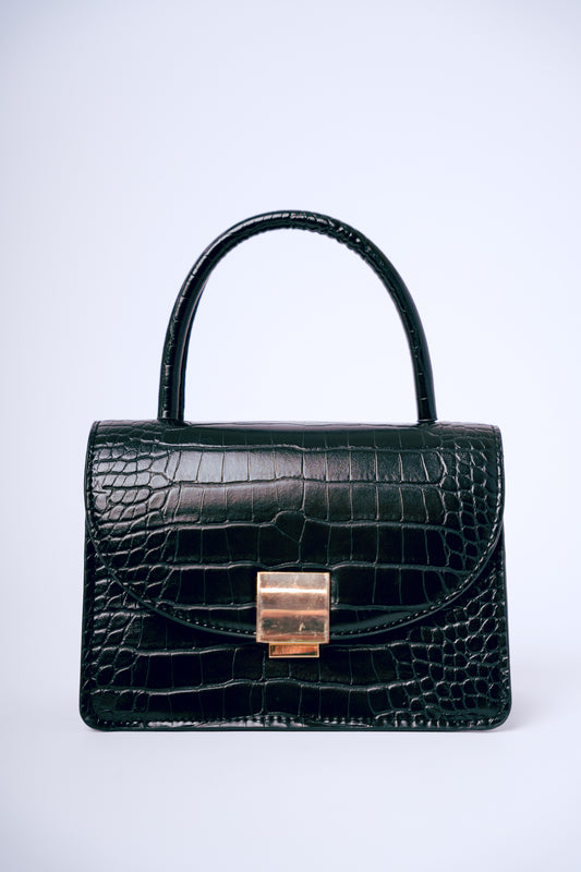 H&M Black Crocodile Faux Leather Mini Handbag