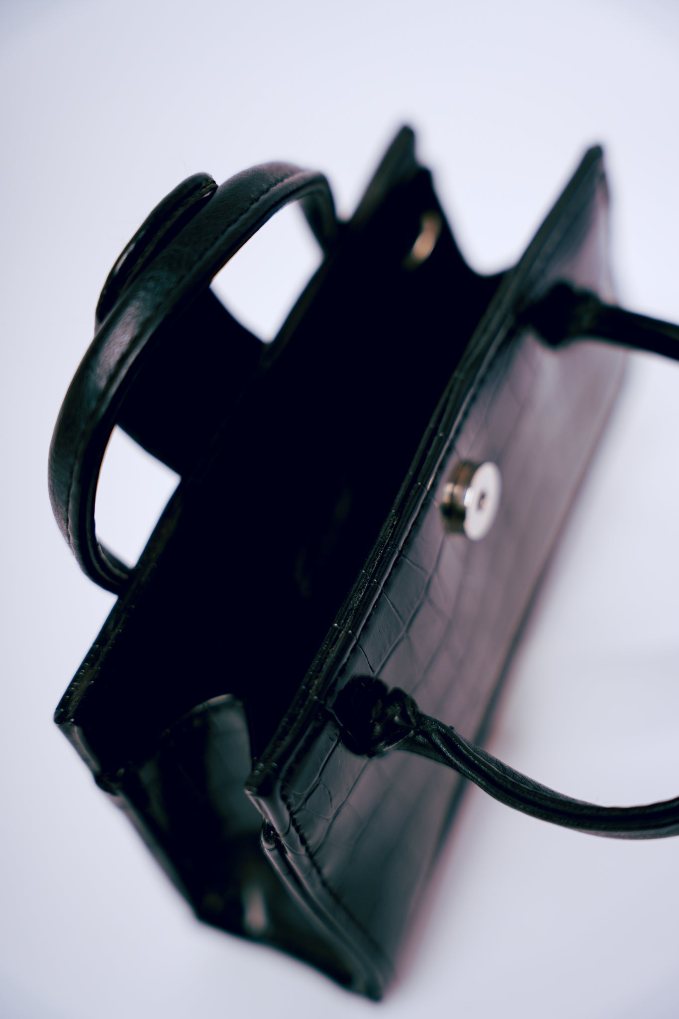Sax Black Imitation Crocodile Mini Handbag
