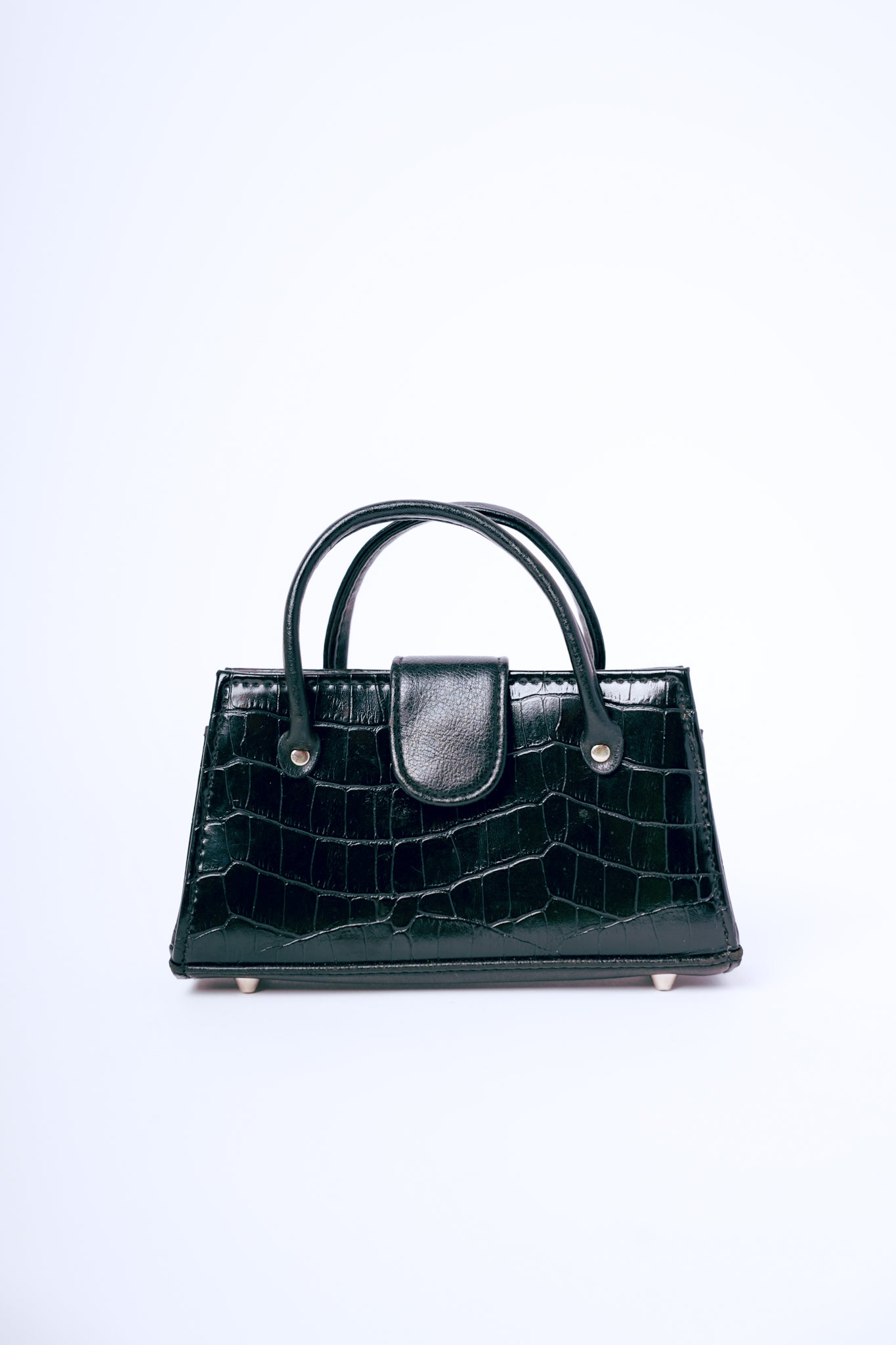 Sax Black Imitation Crocodile Mini Handbag