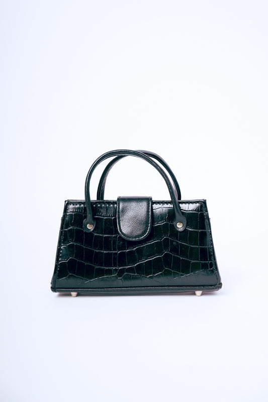 Sax Black Imitation Crocodile Mini Handbag