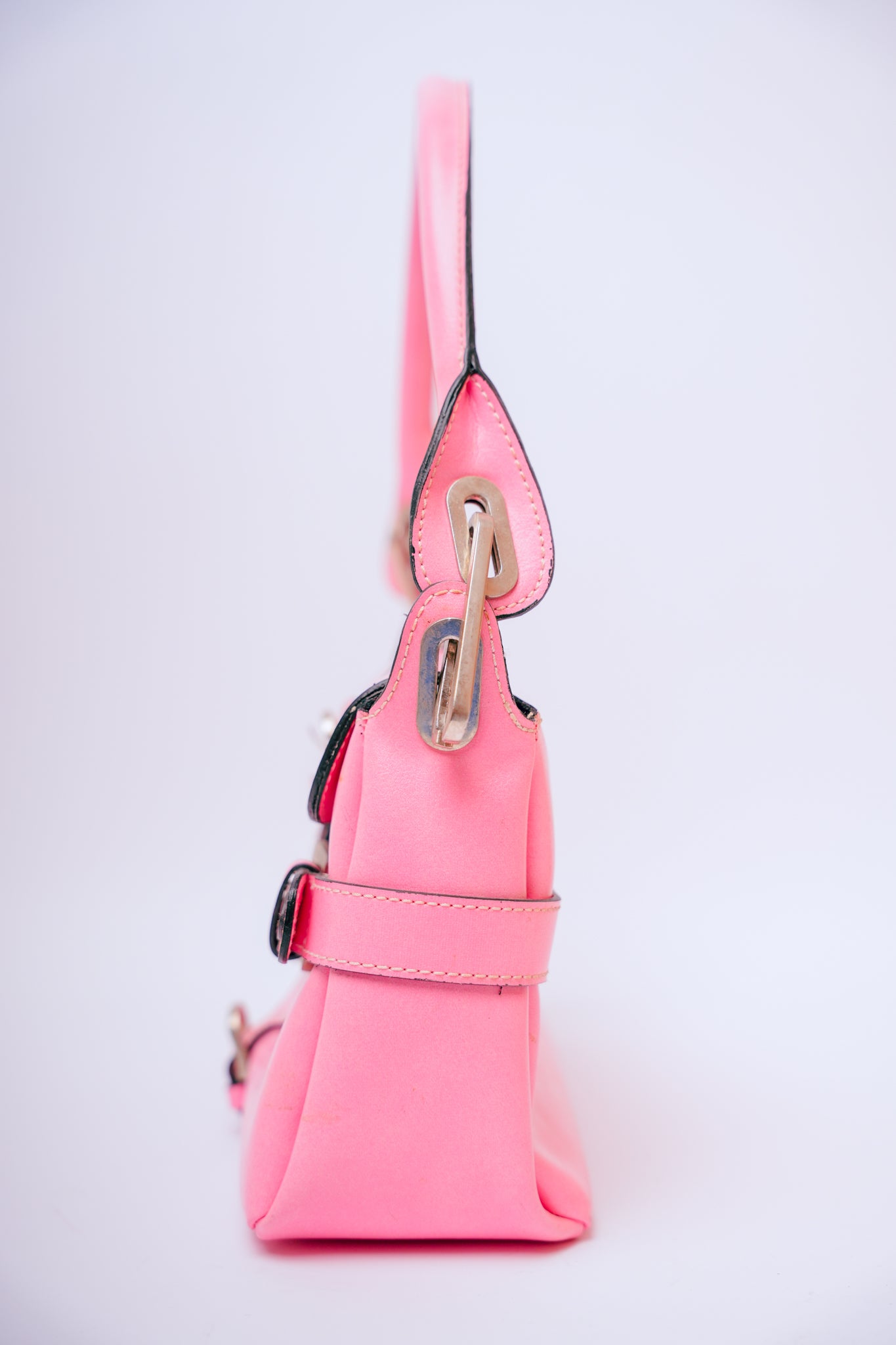 Y2K Pink with Magnetic Clasp & Silver Hardware Leather Purse
