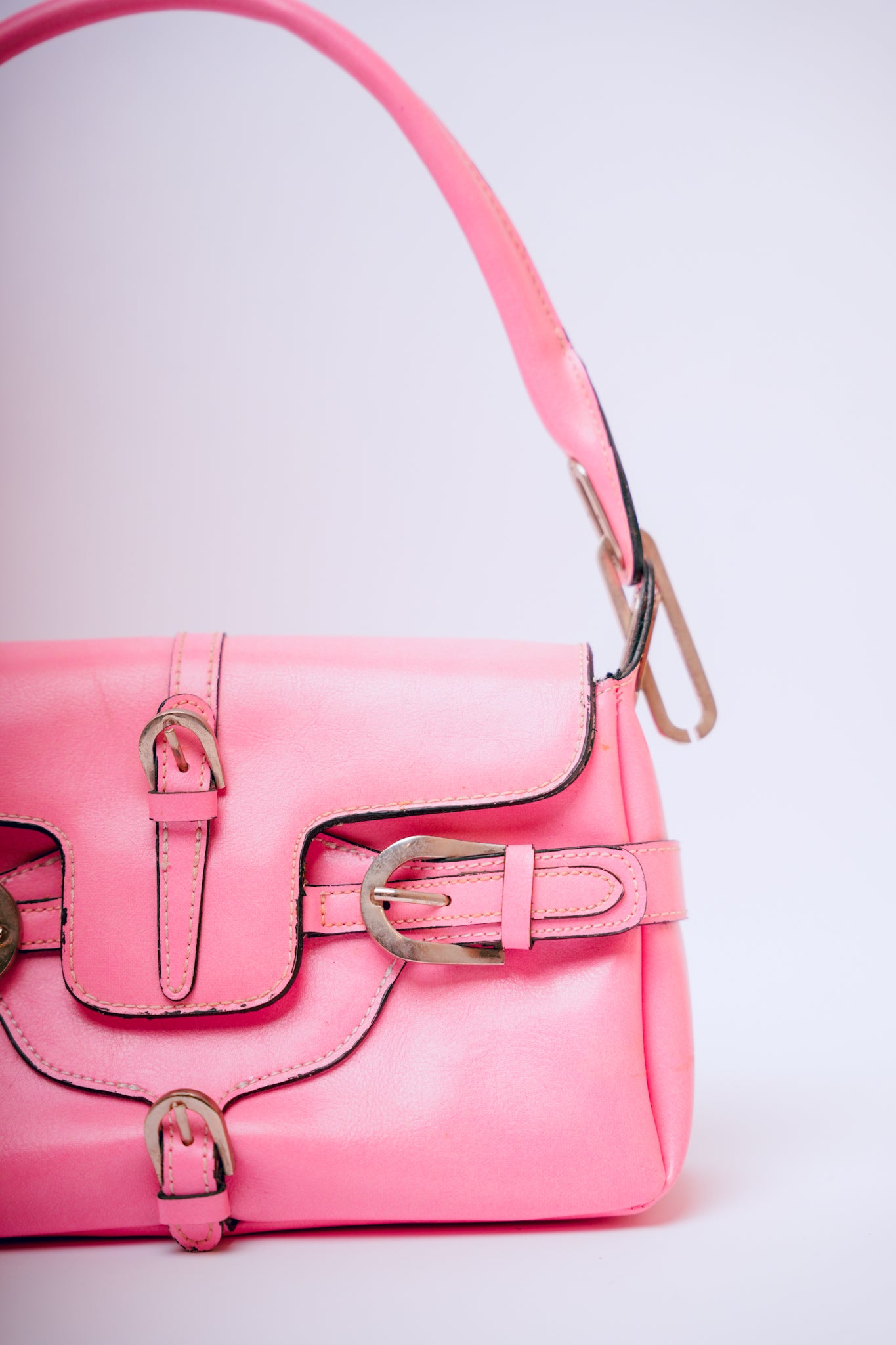 Y2K Pink with Magnetic Clasp & Silver Hardware Leather Purse