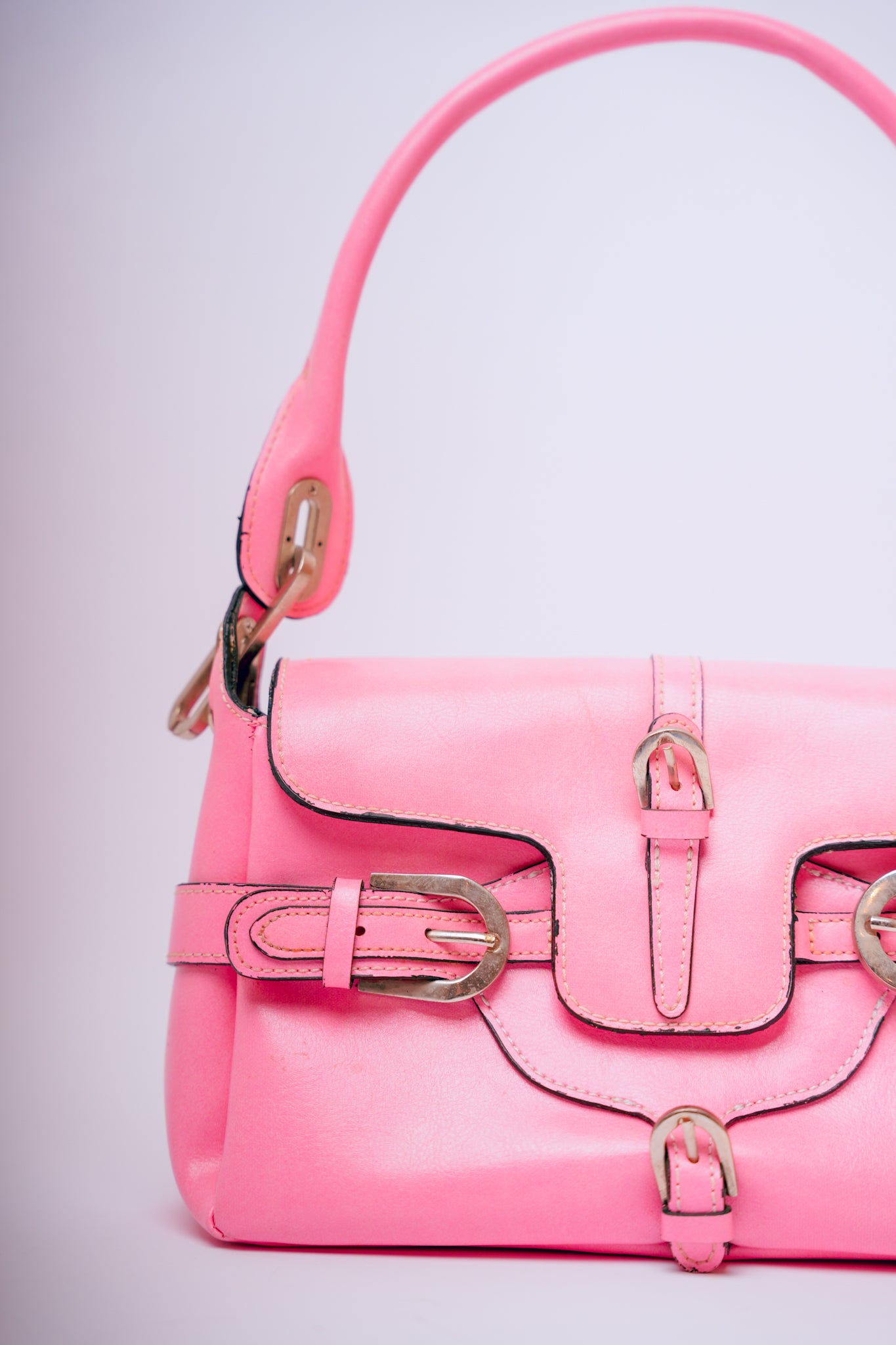 Y2K Pink with Magnetic Clasp & Silver Hardware Leather Purse