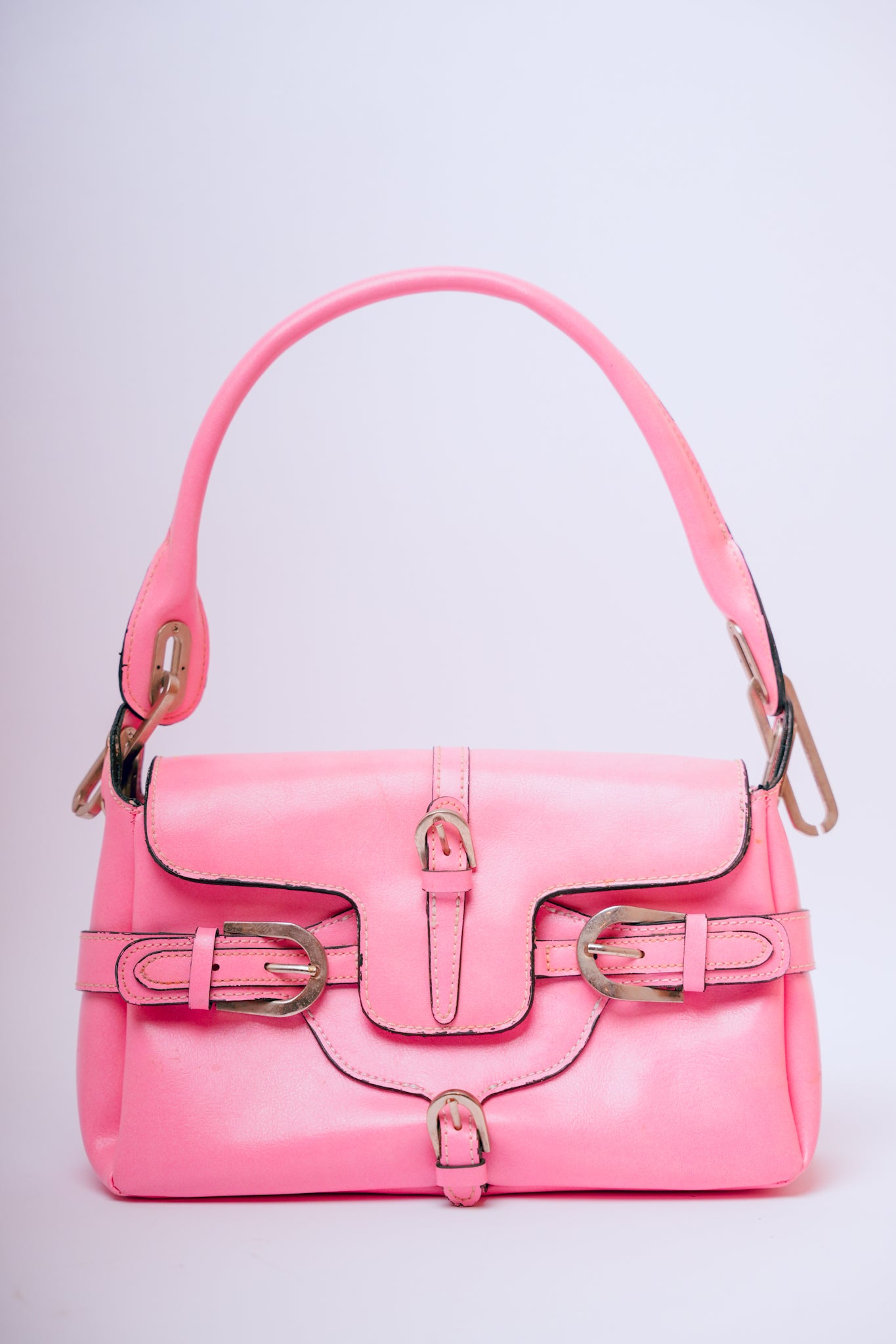 Y2K Pink with Magnetic Clasp & Silver Hardware Leather Purse
