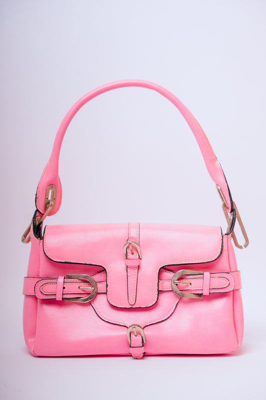 Y2K Pink with Magnetic Clasp & Silver Hardware Leather Purse