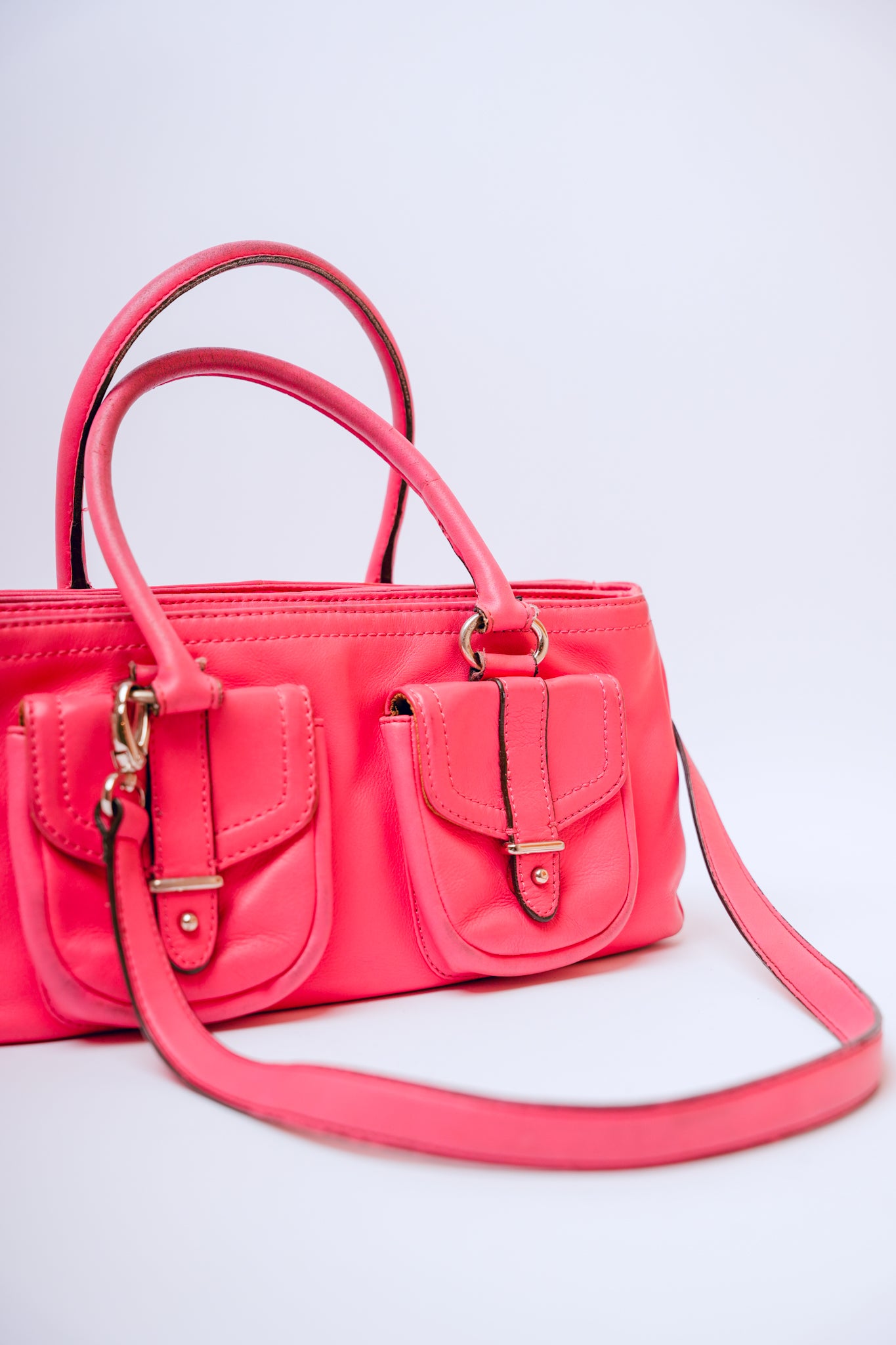 Worthington Pink Leather with Attachable Strap Handbag