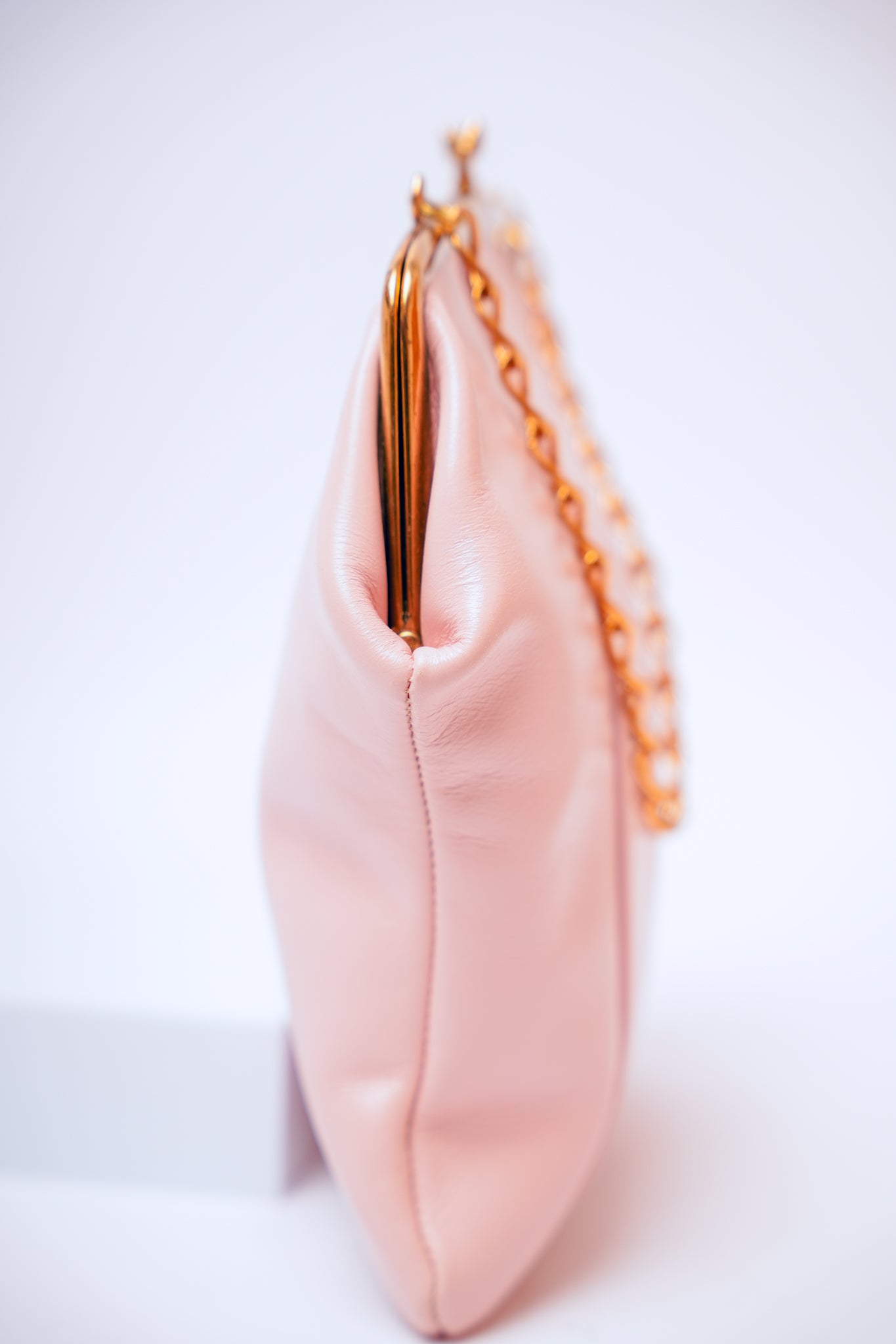 Vintage Pink Genuine Top Grain Cowhide Clutch Handbag