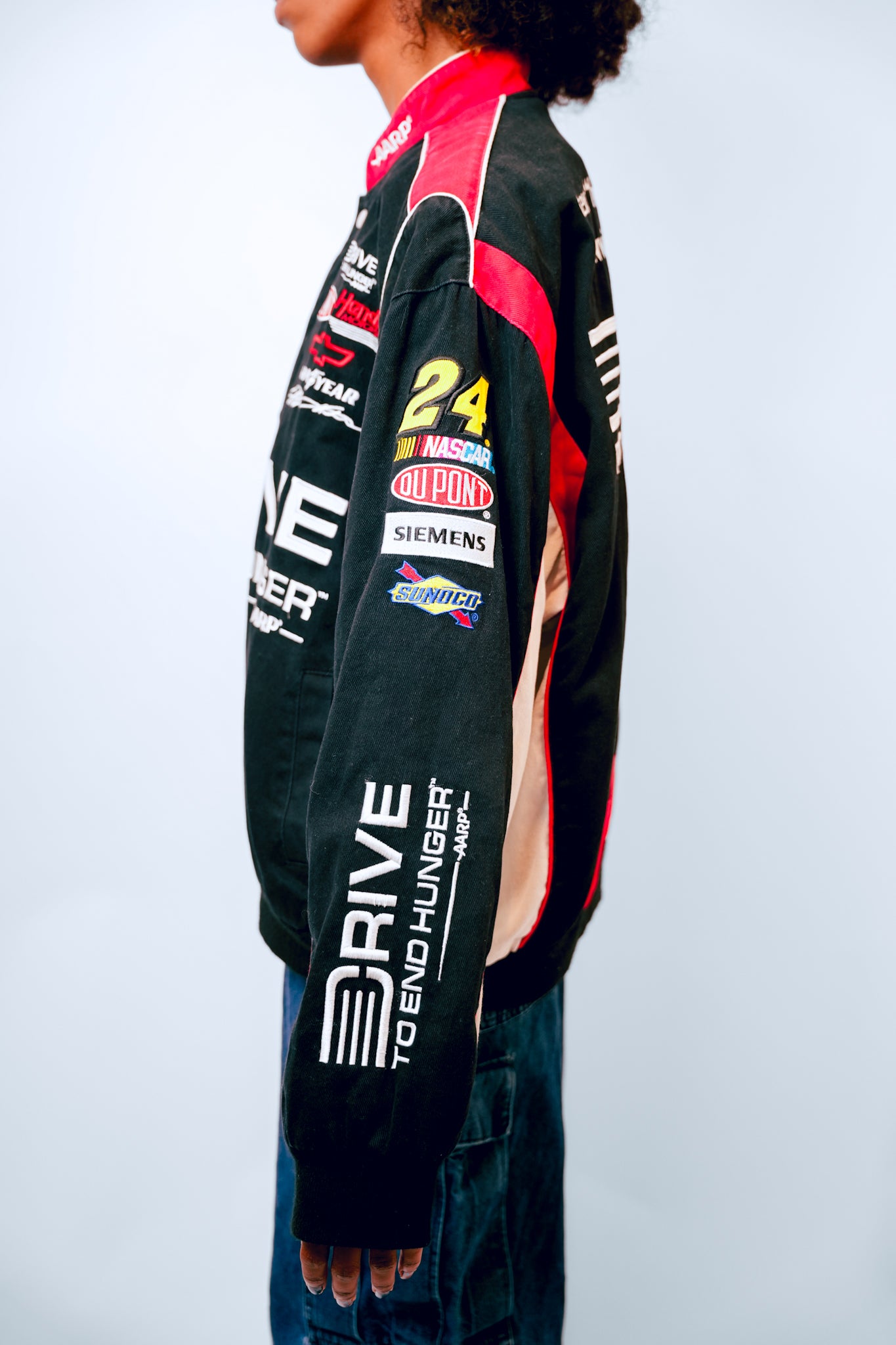 JH Design 24 NASCAR AARP Drive to End Hunger Varsity Jacket