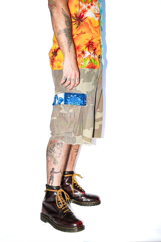 Aaron Upcycled Camo Cargo Shorts