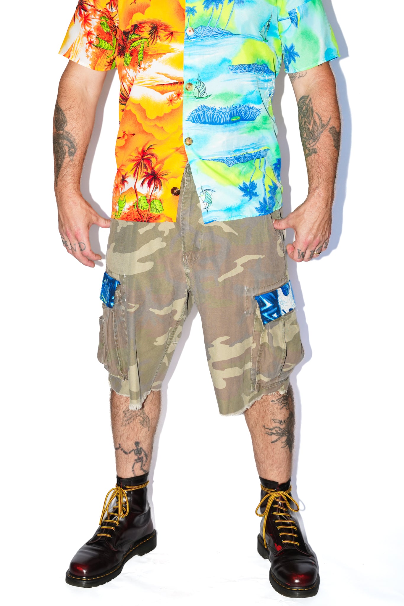 Aaron Upcycled Camo Cargo Shorts