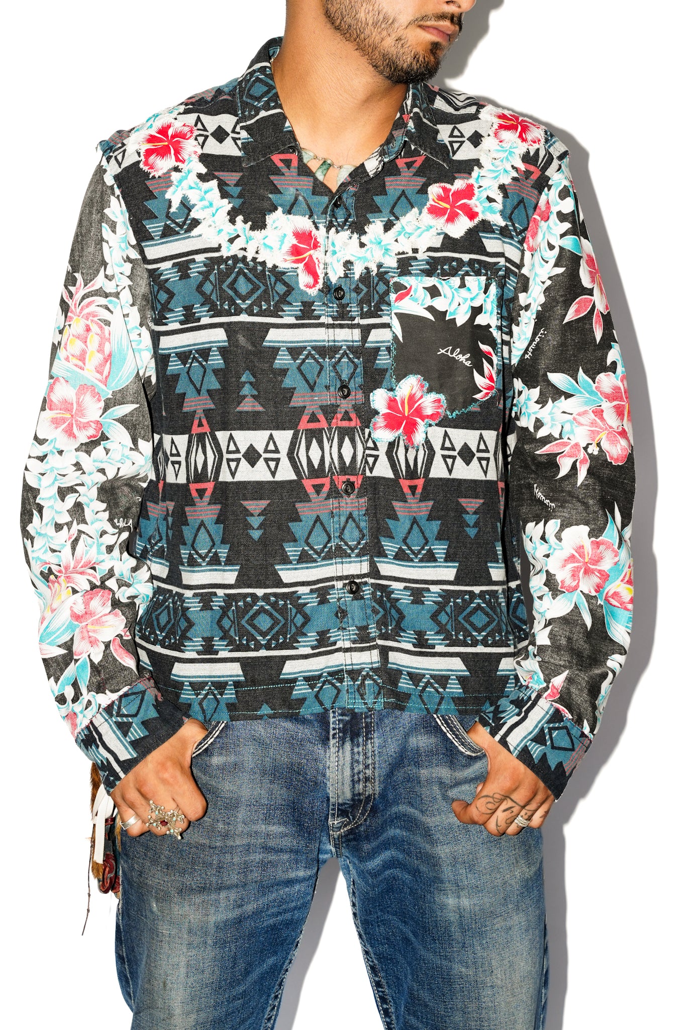 Miguel Upcycled Heritage Hawaiian Aloha Patchwork Shirt