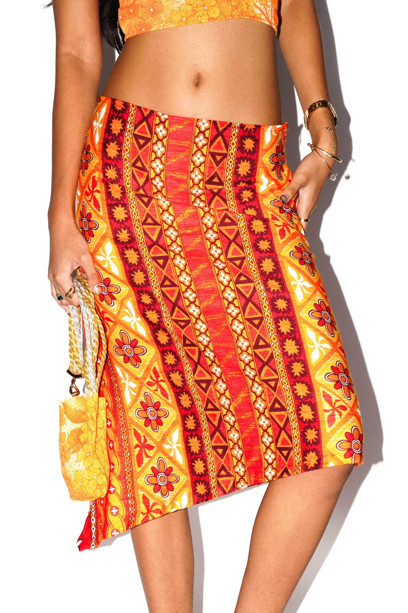 Ricca Handmade Vibrant Orange Aloha Matching Set