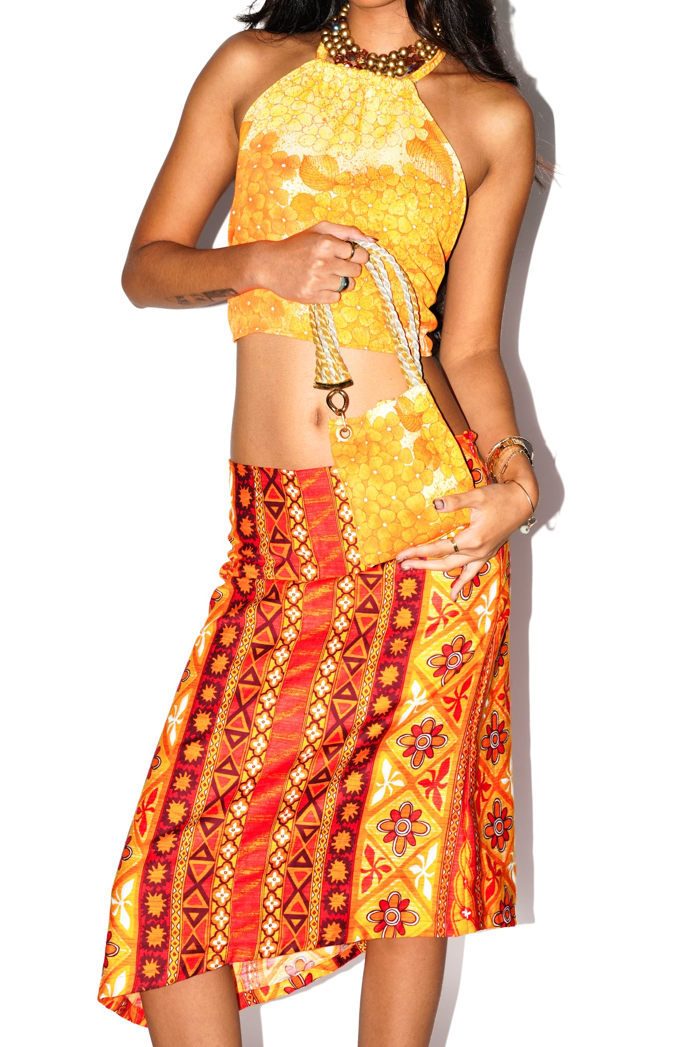 Ricca Handmade Vibrant Orange Aloha Matching Set
