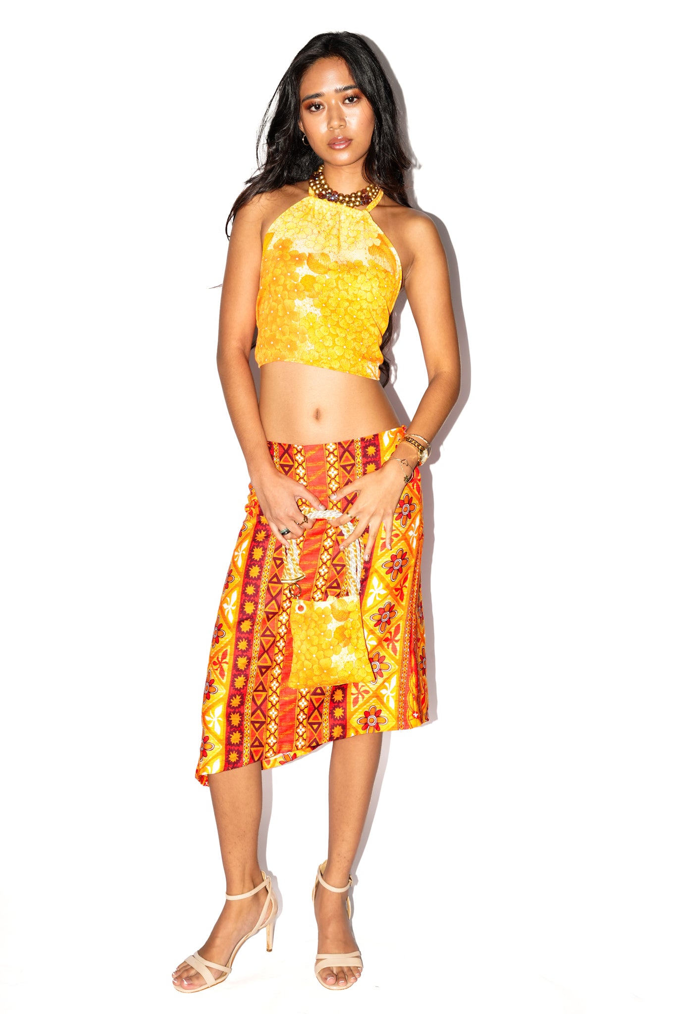 Ricca Handmade Vibrant Orange Aloha Matching Set
